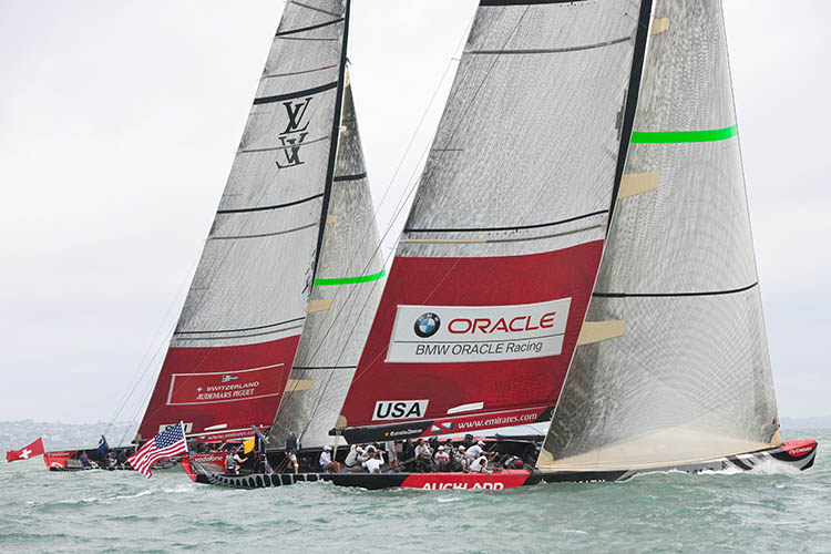 Alinghi beat BMW Oracle Racing 2-0 in the challenger finals of the Louis Vuitton Pacific Series photo copyright Gilles Martin-Raget / BMW Oracle racing taken at  and featuring the ACC class