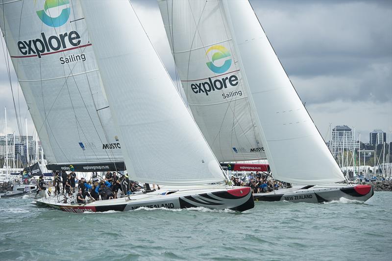 Their Royal Highnesses the Duke and Duchess of York visit Emirates Team New Zealand to match race each other on version 5 America's Cup Yachts NZL41 and NZL68 photo copyright Chris Cameron / ETNZ taken at  and featuring the ACC class