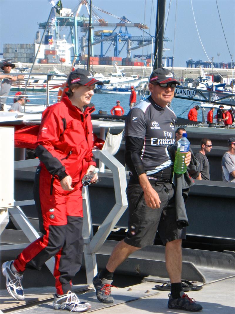 PM Helen Clark heads for a day on the water with Emirates Team New Zealand, 2007 America's Cup, Valencia, Spain - photo © Todd Niall