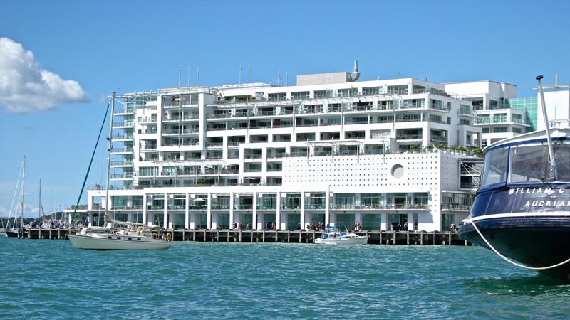 The real view blocker is the Hilton Hotel on Princes Wharf photo copyright Richard Gladwell taken at New York Yacht Club and featuring the ACC class