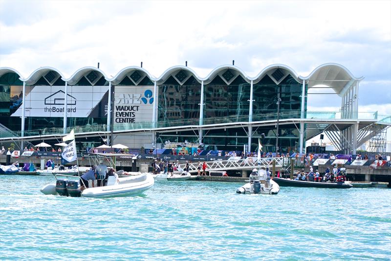 The Viaduct Events Centre will be Emirates Team NZ's new home from October 2018, the upper level viewing deck to the right of the futuristic building will be open to the public so they can see the action in the ETNZ boatpark photo copyright Richard Gladwell taken at New York Yacht Club and featuring the ACC class