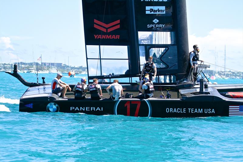 The 35th America's Cup featured multipe onboard cameras from the tower at the stern of the AC50 to rhe 360VR camera tower just ahead and the cameras mouted on the forward crossbeam - all able to be remotely controlled photo copyright Richard Gladwell taken at  and featuring the ACC class