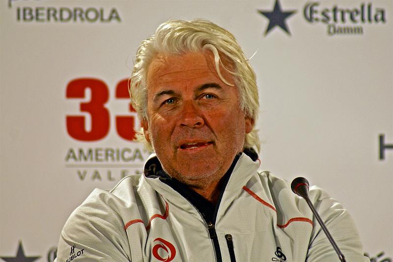 Brad Butterworth at the Media Conference after Race 1, 2010 America's Cup, Valencia photo copyright Richard Gladwell taken at  and featuring the ACC class