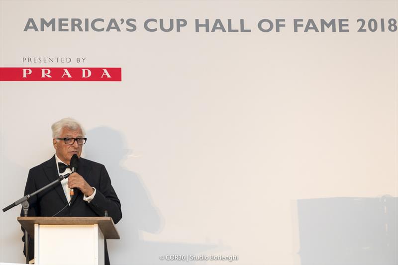 Hall of Fame Induction - Patrizio Bertelli, CEO Prada Group - America's Cup Hall of Fame Induction, Royal Yacht Squadron, Cowes IOW, August 31, 2018 photo copyright Carlo Borlenghi taken at Royal Yacht Squadron and featuring the ACC class