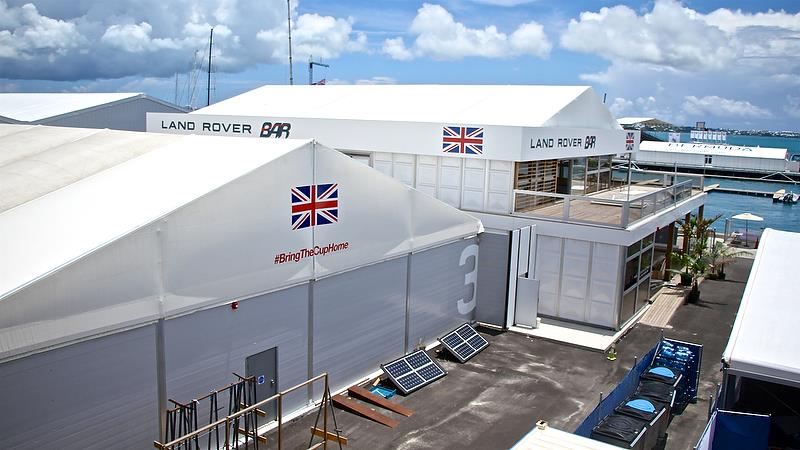 Land Rover BAR had a mix of two boat hangars and a team hospitality area in Bermuda - photo © Richard Gladwell