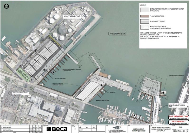 Bases Plan for Auckland showing three double bases (B,C,D and three single E, F, G) - photo © Panuku Developments