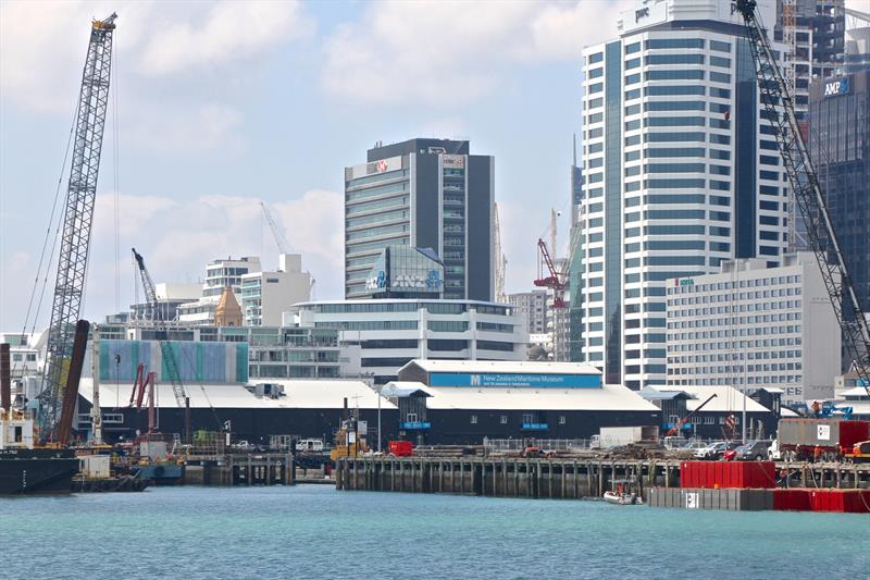 Pile driving for the Luna Rossa base at the end of Hobson Wharf- America's Cup bases - January 30, 2019 - photo © Richard Gladwell