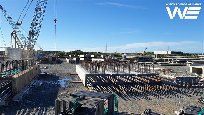 Precast headstocks under construction in Whangarei before being barged to Auckland - America's Cup base development - Wynyard Edge Alliance - Update March 28, 2019  photo copyright Wynyard Edge Alliance taken at Royal New Zealand Yacht Squadron and featuring the ACC class