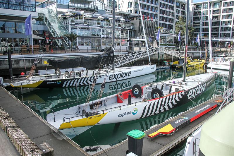 Emirates Team New Zealand's America's Cup winner from 2000 (foreground) is still sailing several times daily in her new role as a charter boat and is moored  in the America's Cup Village photo copyright Richard Gladwell taken at Royal New Zealand Yacht Squadron and featuring the ACC class