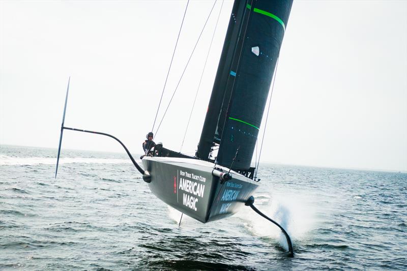 The strange bow - on view of the AC75 half-model - American Magic photo copyright Amory Ross taken at New York Yacht Club and featuring the ACC class