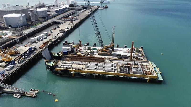 Storm water Outfall work in progress - Wynyard Wharf - America's Cup base construction update - October 2019 photo copyright Wynyard Edge Alliance taken at Royal New Zealand Yacht Squadron and featuring the ACC class