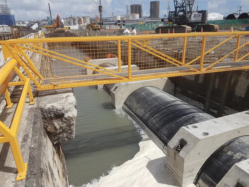 Daldy Street Stormwater outlet is being upgraded - America's Cup base construction update - October 2019 - photo © Wynyard Edge Alliance