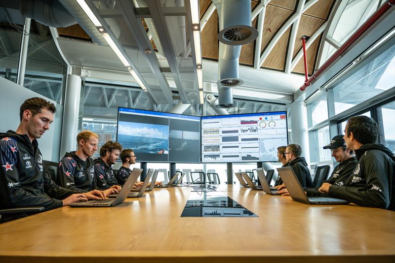 The shore design and engineering team track Emirates Team New Zealand's AC75 'Te Aihe' on the Waitemata Harbour photo copyright Emirates Team New Zealand taken at Royal New Zealand Yacht Squadron and featuring the ACC class