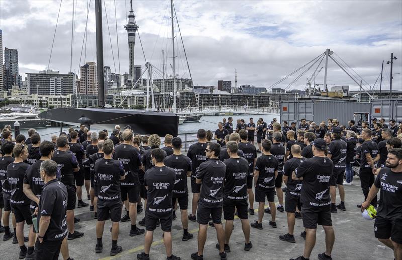 Emirates Team New Zealand launch their test boat Te Kahu in Auckland - January 22, 2020 photo copyright Emirates Team New Zealand taken at Royal New Zealand Yacht Squadron and featuring the ACC class