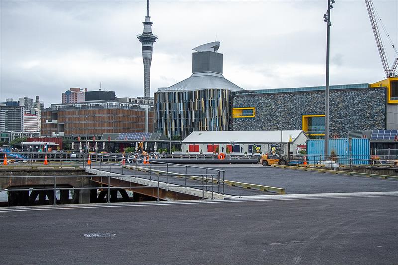 AC75 Bridge to Wynyard Wharf edge - America's Cup bases - Wynyard Point - March 24, 2020 - Auckland photo copyright Richard Gladwell / Sail-World.com taken at Royal New Zealand Yacht Squadron and featuring the ACC class