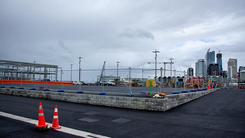 Empty American Magic base site with INEOS Team UK behind - America's Cup bases - Wynyard Point - March 24, 2020 - Auckland - photo © Richard Gladwell / Sail-World.com