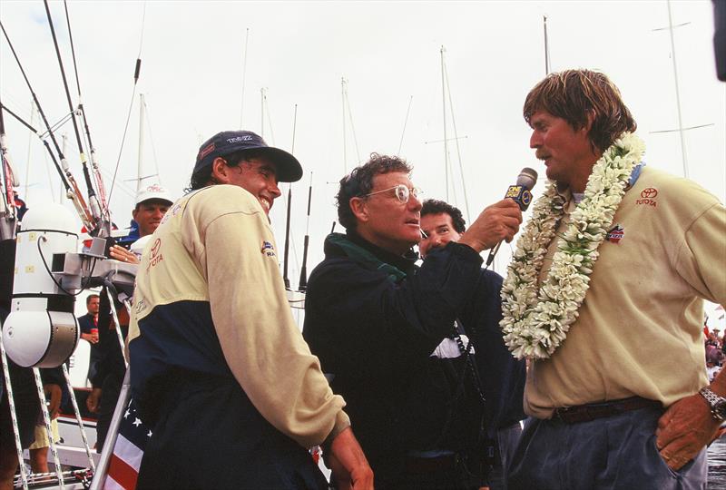 Peter Blake looks to be standing a foot taller than usual as he reflects on the NZL32 win- America's Cup, San Diego, May 1995 photo copyright Sally Simmins taken at Royal New Zealand Yacht Squadron and featuring the ACC class