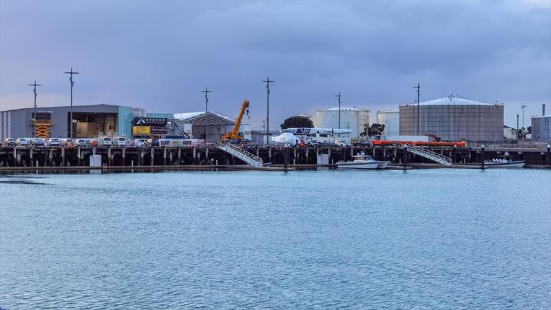 American Magic base under construction (right) with INEOS Team UK to the left - America's Cup - July 7, 2020 - photo © Richard Gladwell / Sail-World.com