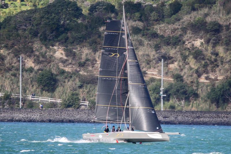 AC9F - Youth America's Cup - foiling in 18-20kts breeze - Auckland - America's Cup 36 - July 24, 2020 photo copyright Richard Gladwell / Sail-World.com taken at Royal New Zealand Yacht Squadron and featuring the ACC class