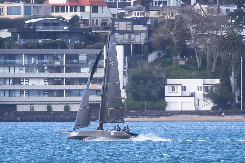 AC9F - Youth America's Cup - foiling in 18-20kts breeze - Auckland - America's Cup 36 - July 24, 2020 photo copyright Richard Gladwell / Sail-World.com taken at Royal New Zealand Yacht Squadron and featuring the ACC class