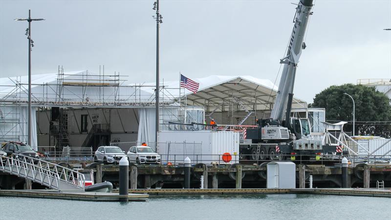 American Magic - second marquee under construction - Wynyard Basin - Auckland - America's Cup 36 - July 24, 2020 photo copyright Richard Gladwell / Sail-World.com taken at Royal New Zealand Yacht Squadron and featuring the ACC class