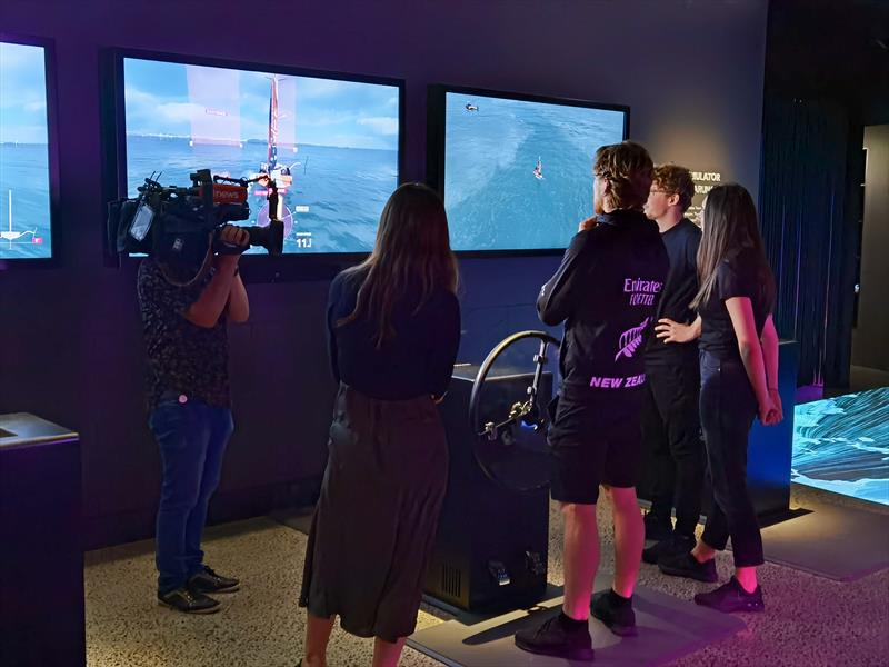 ETNZ skipper, Peter Burling gives some tuition on the ETNZ simulator - Spark 5G Race Zone - September 28, 2020, Emirates Team NZ base, Auckland photo copyright Richard Gladwell / Sail-World.com taken at Royal New Zealand Yacht Squadron and featuring the ACC class