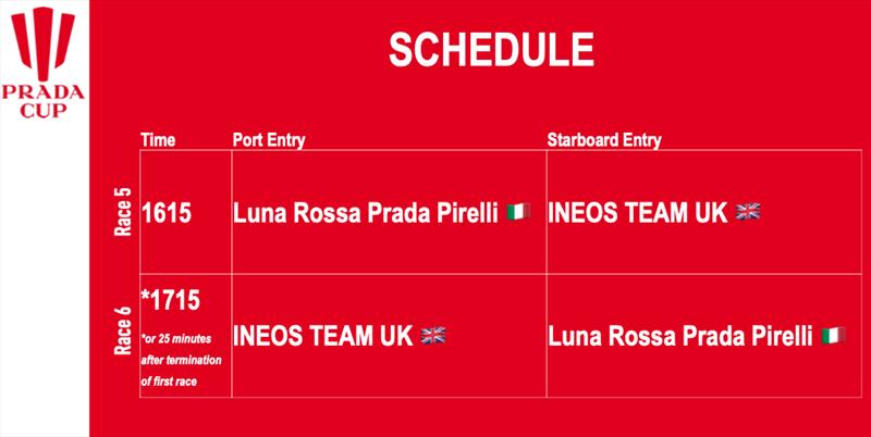 Race Schedule - Day 3 Prada Cup Finals - February 20, 2021 - America's Cup 36 photo copyright Prada Cup media taken at Circolo della Vela Sicilia and featuring the ACC class