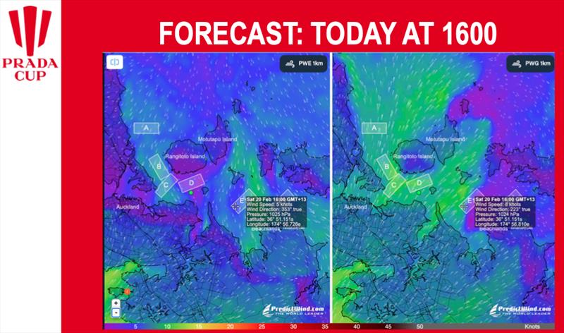 Saturday 1600hrs Forecast - Day 3 Prada Cup Finals - February 20, 2021 - America's Cup 36 - photo © Prada Cup media