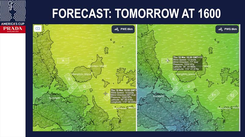 Wind at 1600hrs - Thursday - Course A - Regatta Director Briefing - Day 6 AC36 Match  photo copyright America's Cup Media taken at Royal New Zealand Yacht Squadron and featuring the ACC class