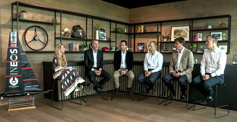 From left; Georgie Ainslie, Jim Ratcliffe, Ben Ainslie, Dave Endean, Toto Wolff and James Allison photo copyright INEOS Britannia taken at Royal Yacht Squadron and featuring the ACC class