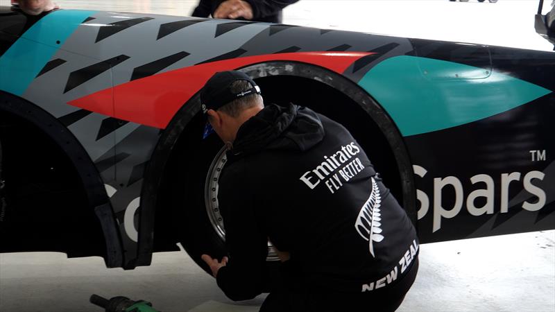 Emirates Team New Zealand's land yacht is assembled ahead of the speed trial testing in Auckland - may 2022 - photo © Emirates Team New Zealand
