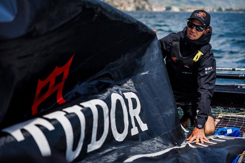 Matias Buhler of Switzerland and Alinghi Red Bull Racing seen prior the GC32 race in Riva Del Garda, Italy on May 26, 2022 - photo © Samo Vidic