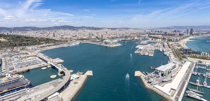 The 2024 America's Cup Regattas will be run out of the old port in Barcelona. America's Cup Event is located in the World Trade Centre building in the centre of this image. Spectators will be able to view the racing off the beach in the right background photo copyright ACE taken at Barcelona International Sailing Center and featuring the ACC class