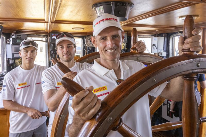 Luna Rossa Prada Pirelli meet with the Italian Navy's Amerigo Vespucci off the coast of Barcelona - July 9, 2023 photo copyright Francesco Ferri taken at Circolo della Vela Sicilia and featuring the ACC class