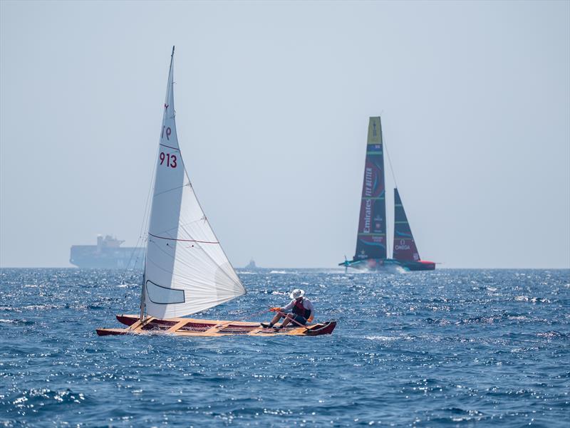 Emirates Team New Zealand sail their AC75 Te Rehutai in Barcelona photo copyright James Somerset / Emirates Team New Zealand taken at Royal New Zealand Yacht Squadron and featuring the ACC class