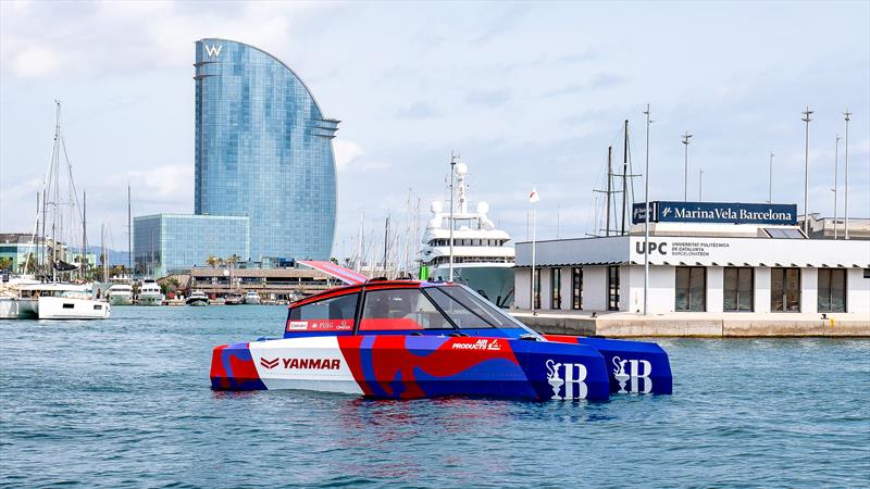 The foiling hydrogen powered chase boat developed by Emirates Team NZ for the 2024 Americas' Cup photo copyright Hamish Hooper / Emirates Team New Zealand taken at Royal New Zealand Yacht Squadron and featuring the ACC class