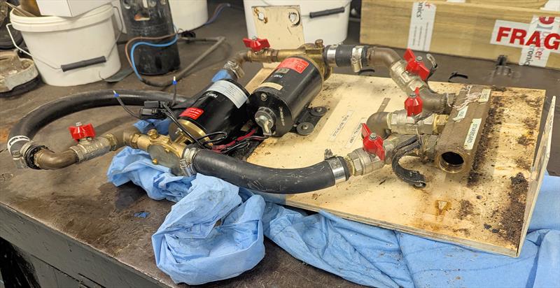 Pump system for twin fuel tanks being checked over - photo © Mark Jardine