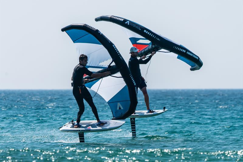 Blair Tuke & Nathan Outteridge wing foiling in Tarifa, Spain photo copyright Beau Outteridge taken at Real Club Náutico de Palma and featuring the  class