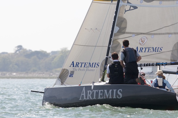 Racing in the Glyn Charles Memorial Pursuit Race photo copyright Ian Roman / www.ianroman.com taken at Hayling Island Sailing Club and featuring the Artemis 20 class