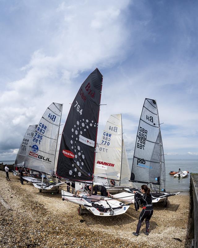 Launching at the Whitstable B14 Open photo copyright Stuart France taken at Whitstable Yacht Club and featuring the B14 class