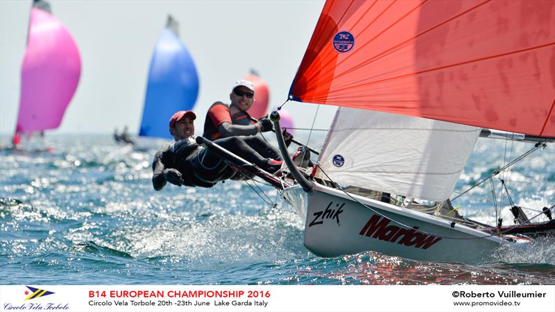 B14 European Championships day 2 photo copyright Roberto Vuilleumier taken at Circolo Vela Torbole and featuring the B14 class