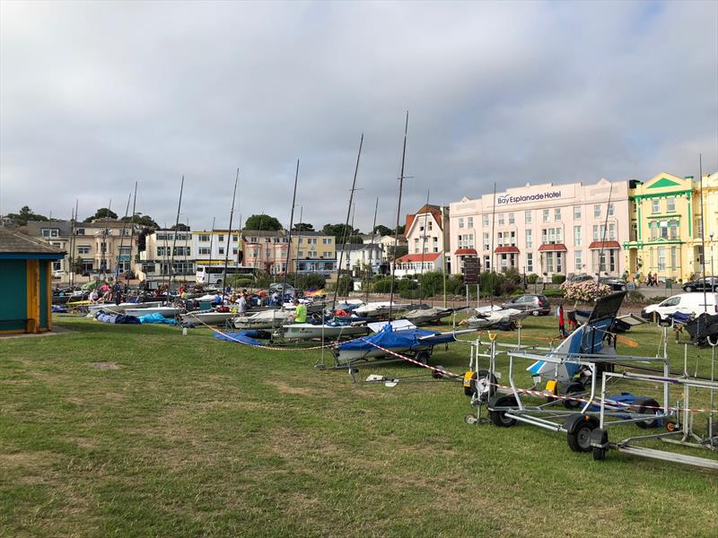 The fleet on the green during the Gul B14 Nationals at Paignton photo copyright Mike Bees taken at Paignton Sailing Club and featuring the B14 class