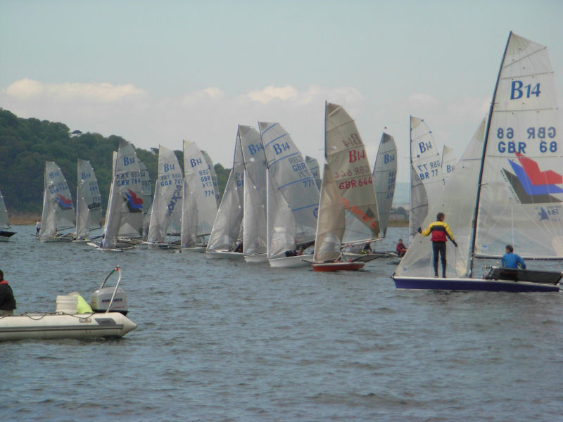 Racing at the B14 Nationals in Plymouth photo copyright Dawn Barnsley-Dale taken at Mayflower Sailing Club and featuring the B14 class