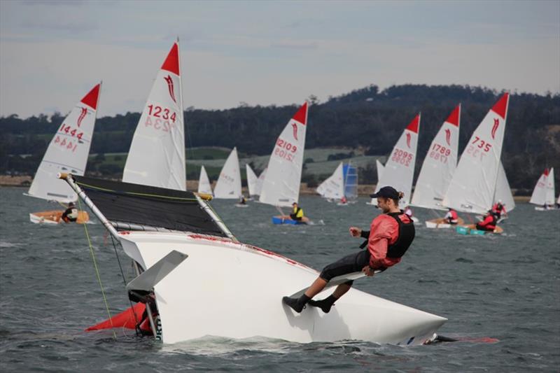 Things don't always go to plan in B14 sailing photo copyright Greg and Michelle Jones taken at Port Dalrymple Yacht Club and featuring the B14 class