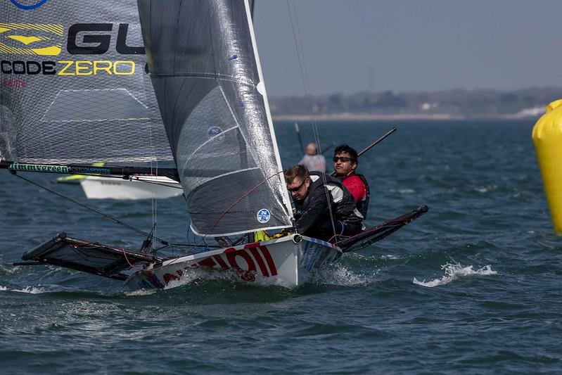 B14s at the Stokes Bay Skiff Open photo copyright Tim Olin / www.olinphoto.co.uk taken at Stokes Bay Sailing Club and featuring the B14 class