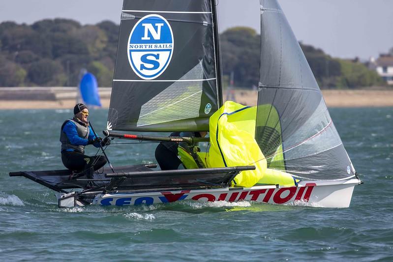 B14s at the Stokes Bay Skiff Open photo copyright Tim Olin / www.olinphoto.co.uk taken at Stokes Bay Sailing Club and featuring the B14 class