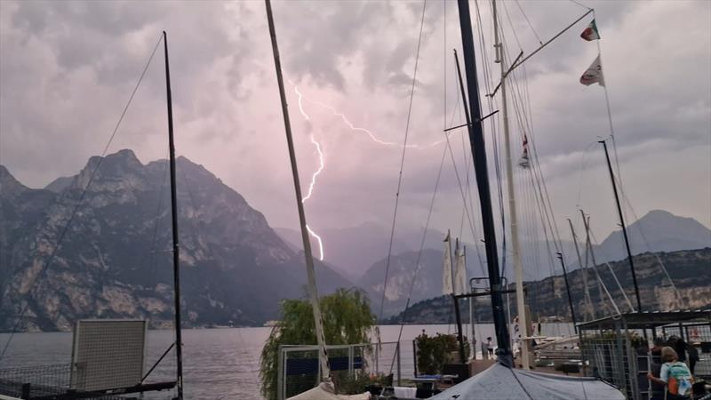 Lightning strike during the B14 Worlds at Lake Garda - photo © Russ Gibbs