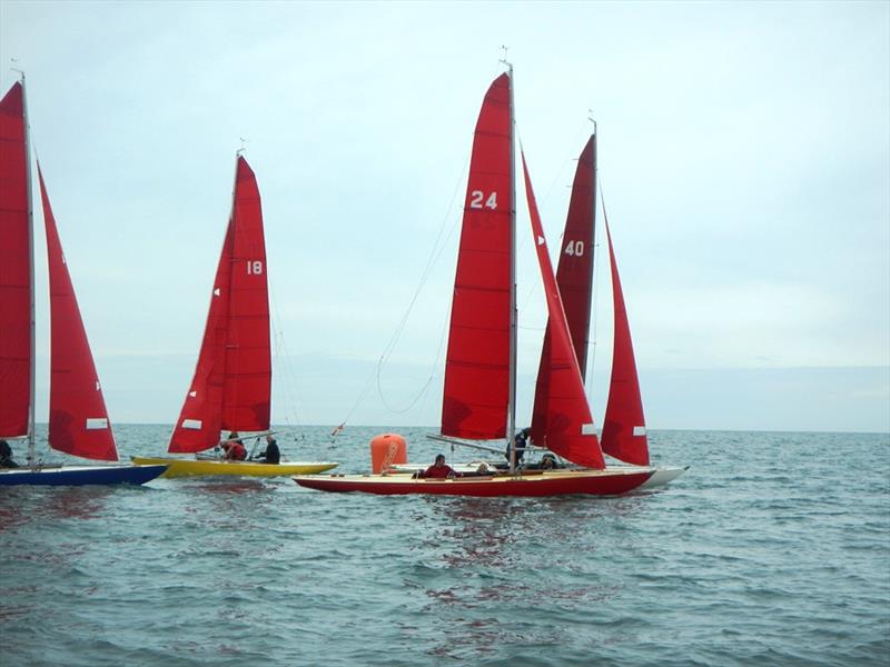 Rounding the inflatable mark during race 2 of the Late June weekend Bembridge SC Keelboat Racing  photo copyright Mike Samuelson taken at Bembridge Sailing Club and featuring the Bembridge Redwing class