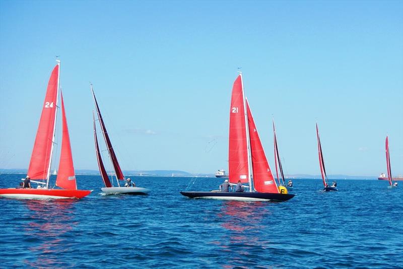 Rounding the windward mark on Saturday during the Bembridge keelboat racing on the hottest weekend of the year so far photo copyright Mike Samuelson taken at Bembridge Sailing Club and featuring the Bembridge Redwing class