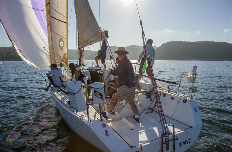 Gunner Goodwin trying desperately to make the last mark of the course in the crumping breeze. 2022 Beneteau Pittwater Cup photo copyright John Curnow taken at Royal Prince Alfred Yacht Club and featuring the Beneteau class